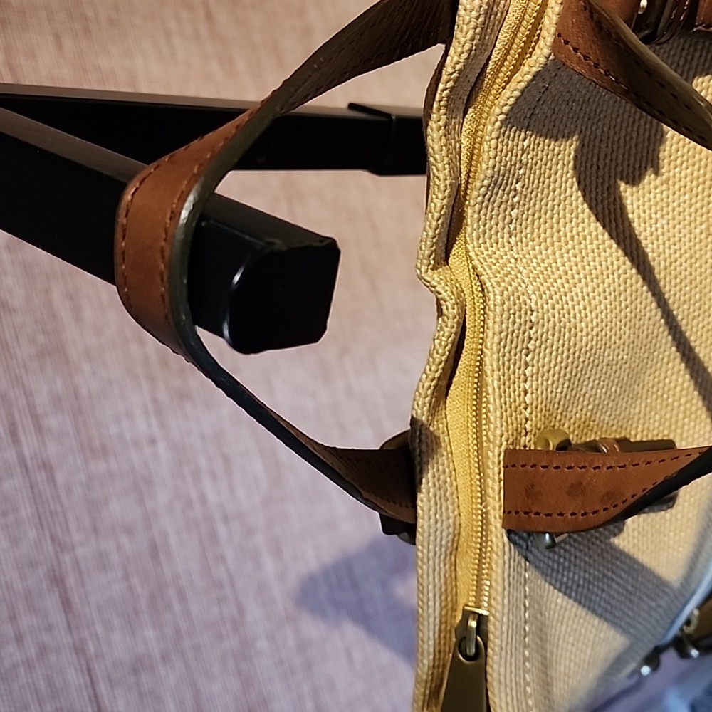 FOSSIL BURLAP AND LEATHER BAG - Picture 4 of 6